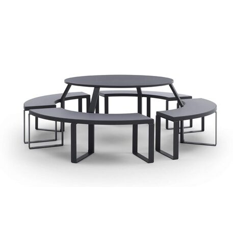 Runder Metalltisch mit Bänken 'PICNIC TABLE .040'