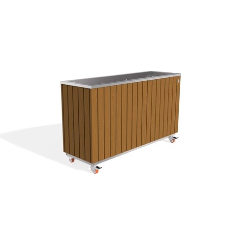 Metall-Pflanzkübel aus Edelstahl mit Holzverkleidung '117x37,5xH/63/70cm / MS-294'
