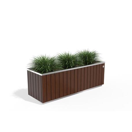 Metall-Pflanzkübel aus Edelstahl mit Holzverkleidung '117x37,5xH/63/70cm / MS-294'