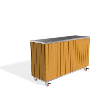 Metall-Pflanzkübel aus Edelstahl mit Holzverkleidung '117x37,5xH/63/70cm / MS-294'