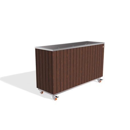 Metall-Pflanzkübel aus Edelstahl mit Holzverkleidung '117x37,5xH/63/70cm / MS-294'