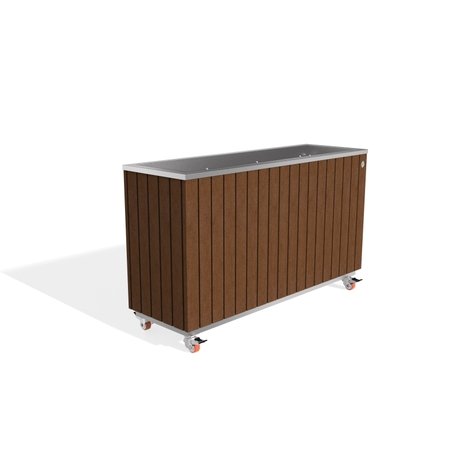 Metall-Pflanzkübel aus Edelstahl mit Holzverkleidung '117x37,5xH/63/70cm / MS-294'