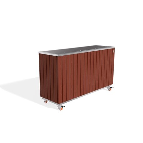 Metall-Pflanzkübel aus Edelstahl mit Holzverkleidung '117x37,5xH/63/70cm / MS-294'