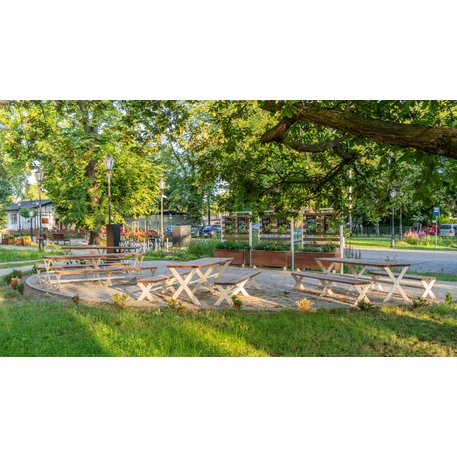 Metal picnic table with benches 'Picnic IROKO_STF/25-04-09/MDL'