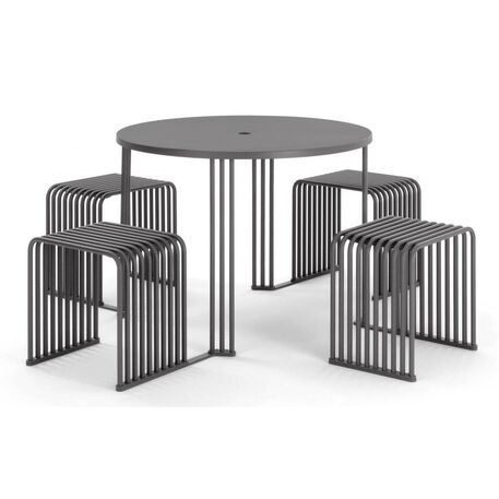 Runder Metalltisch mit 3 Stühlen 'ZEROQUINDICI.015/Picnic'