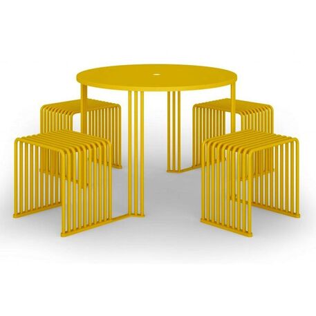Runder Metalltisch mit 3 Stühlen 'ZEROQUINDICI.015/Picnic'