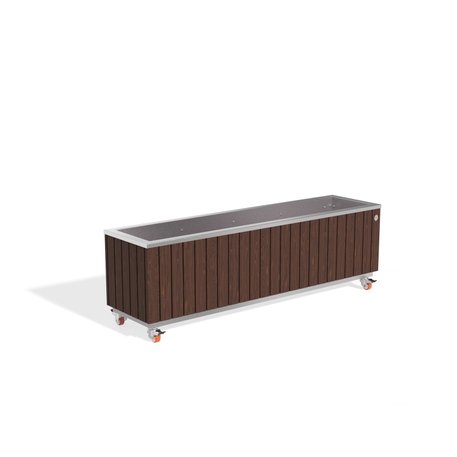 Metall-Pflanzkübel aus Edelstahl mit Holzverkleidung '149,5x37,5xH/40/47cm / MS-295'