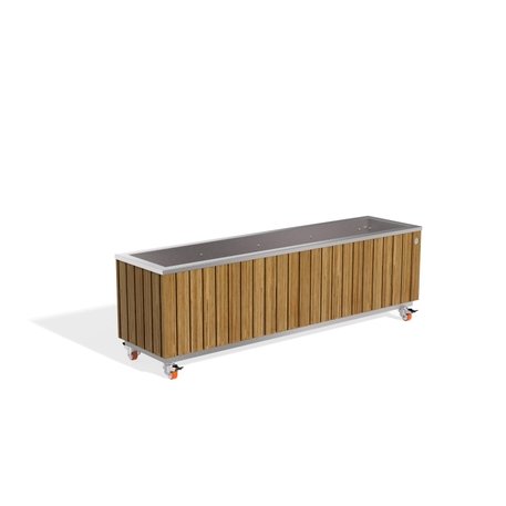 Metall-Pflanzkübel aus Edelstahl mit Holzverkleidung '149,5x37,5xH/40/47cm / MS-295'