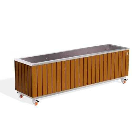 Metall-Pflanzkübel aus Edelstahl mit Holzverkleidung '149,5x37,5xH/40/47cm / MS-295'