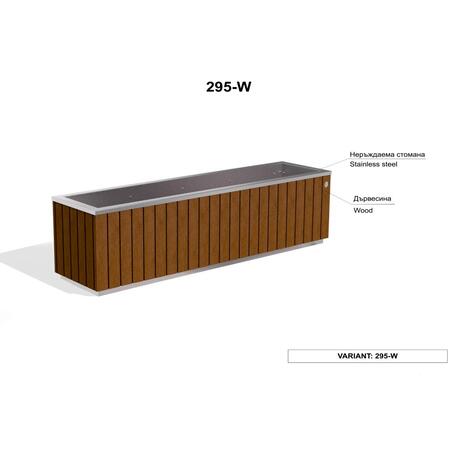 Metall-Pflanzkübel aus Edelstahl mit Holzverkleidung '149,5x37,5xH/40/47cm / MS-295'