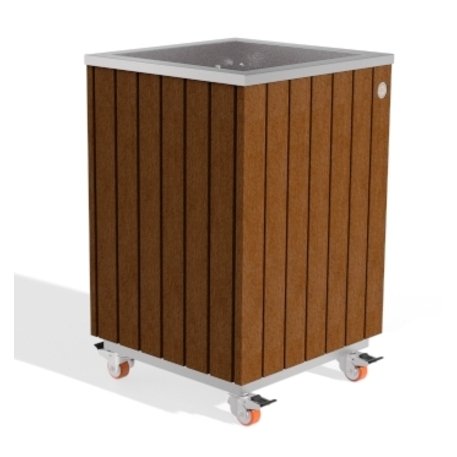 Metall-Pflanzkübel aus Edelstahl mit Holzverkleidung '45,5x44xH/63/70cm / MS-299'