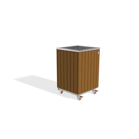 Metall-Pflanzkübel aus Edelstahl mit Holzverkleidung '45,5x44xH/63/70cm / MS-299'