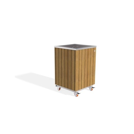 Metall-Pflanzkübel aus Edelstahl mit Holzverkleidung '45,5x44xH/63/70cm / MS-299'