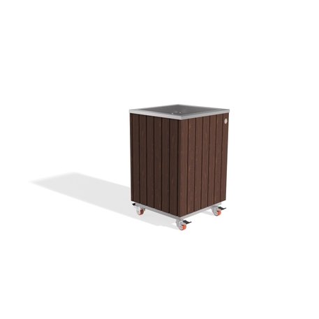 Metall-Pflanzkübel aus Edelstahl mit Holzverkleidung '45,5x44xH/63/70cm / MS-299'