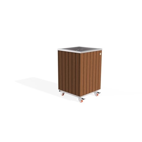 Metall-Pflanzkübel aus Edelstahl mit Holzverkleidung '45,5x44xH/63/70cm / MS-299'