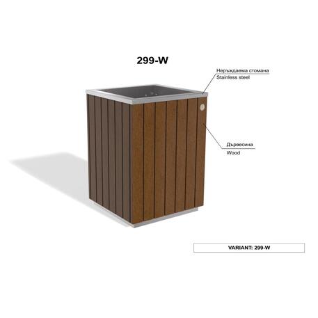 Metall-Pflanzkübel aus Edelstahl mit Holzverkleidung '45,5x44xH/63/70cm / MS-299'