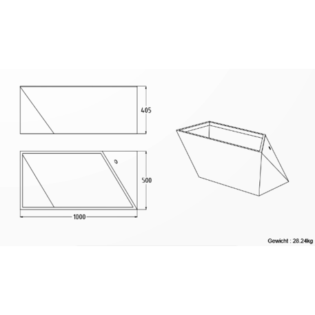 Pflanzkübel aus Edelstahl '100x50xH/40,5cm / MS-312'