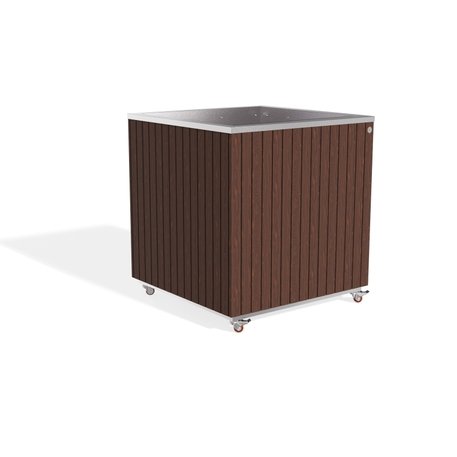 Metall-Pflanzkübel aus Edelstahl mit Holzverkleidung '97,5x96xH98/105cm / MS-300'
