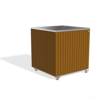 Metall-Pflanzkübel aus Edelstahl mit Holzverkleidung '97,5x96xH98/105cm / MS-300'