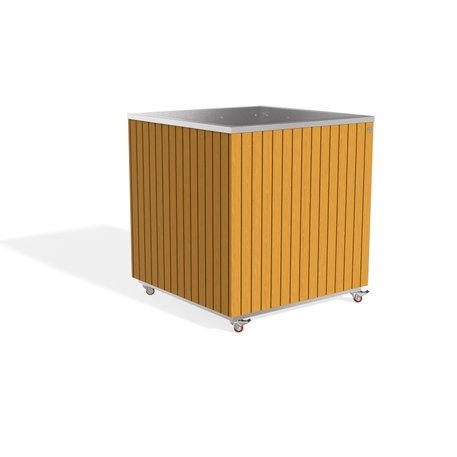 Metall-Pflanzkübel aus Edelstahl mit Holzverkleidung '97,5x96xH98/105cm / MS-300'