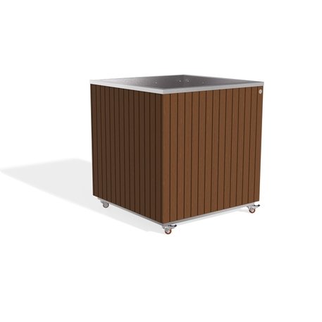 Metall-Pflanzkübel aus Edelstahl mit Holzverkleidung '97,5x96xH98/105cm / MS-300'