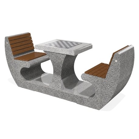 Beton Schachtisch und Bänke 2 Stk., Premium-Linie '231x60xH/94,5cm / BS-283'