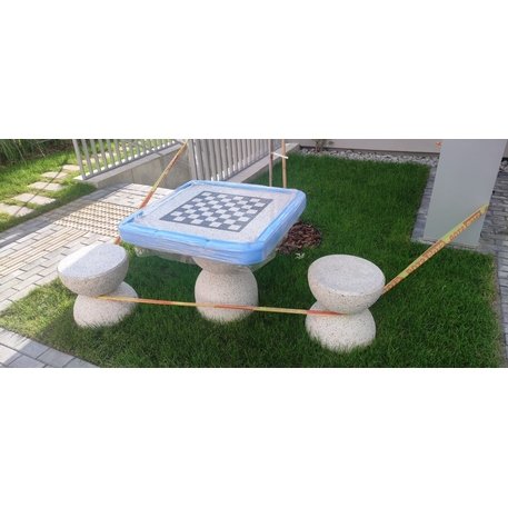 Schachtisch aus Beton mit 2 oder 4 Stk. Stühle, Premium-Linie '80x80xH/70cm / BS-111/112'