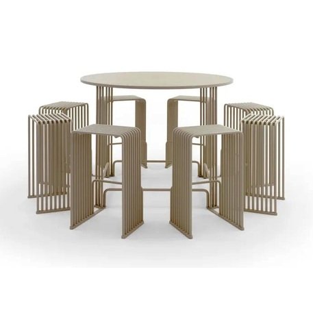 Runder Metalltisch mit 2 Stühlen 'ZEROQUINDICI.015/2 Bar stool'