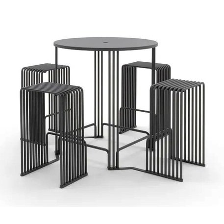 Runder Metalltisch mit 2 Stühlen 'ZEROQUINDICI.015/2 Bar stool'