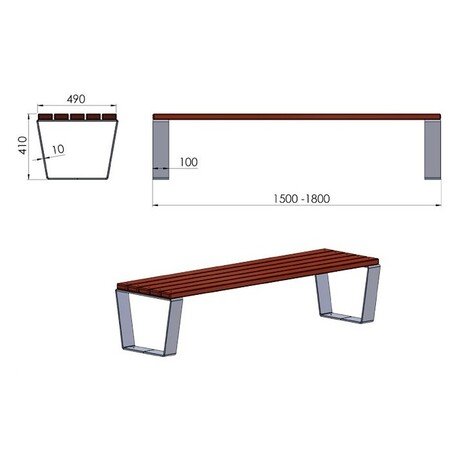 Metallbank ohne Rückenlehne 'BDS_RSA_I-180cm'