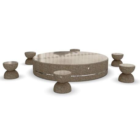 Runder Betontisch und Stuhlset, Premium-Linie 'Ø230xH/45cm / BS-339/112'