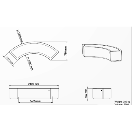 Pflanzkübel aus Beton '210x50xH/45cm / BS-268-U'