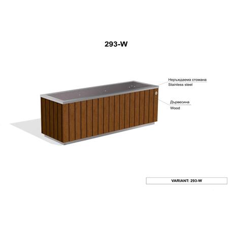 Metall-Pflanzkübel aus Edelstahl mit Holzverkleidung '117x37,5xH/40/47cm / MS-293'