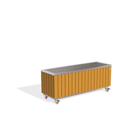 Metall-Pflanzkübel aus Edelstahl mit Holzverkleidung '117x37,5xH/40/47cm / MS-293'