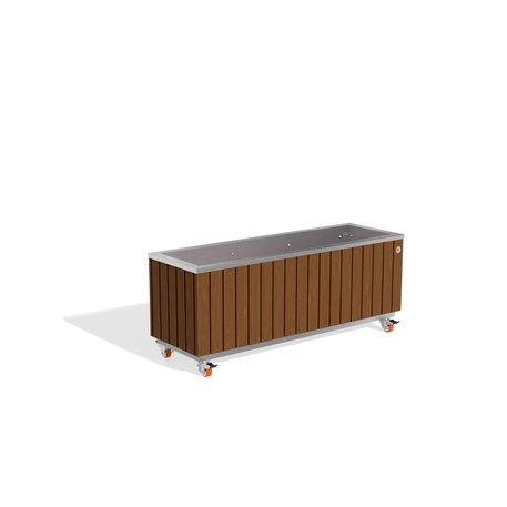 Metall-Pflanzkübel aus Edelstahl mit Holzverkleidung '117x37,5xH/40/47cm / MS-293'