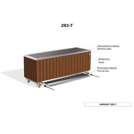 Metall-Pflanzkübel aus Edelstahl mit Holzverkleidung '117x37,5xH/40/47cm / MS-293'