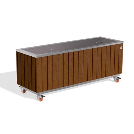 Metall-Pflanzkübel aus Edelstahl mit Holzverkleidung '117x37,5xH/40/47cm / MS-293'