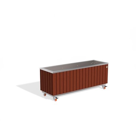 Metall-Pflanzkübel aus Edelstahl mit Holzverkleidung '117x37,5xH/40/47cm / MS-293'