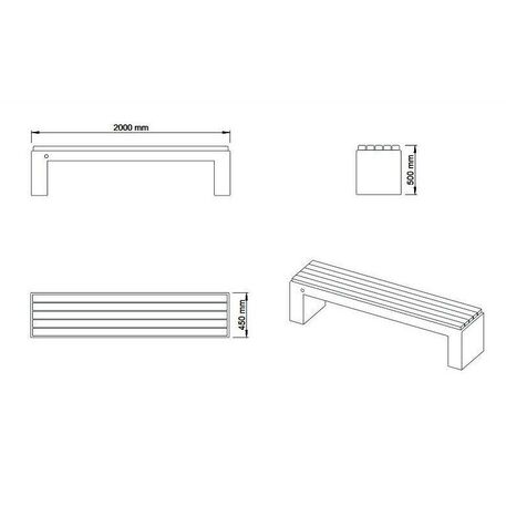 Betonparkbank '200x45x50cm / BS-126'