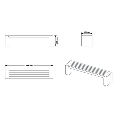 Betonparkbank '200x45x45cm / BS-83'
