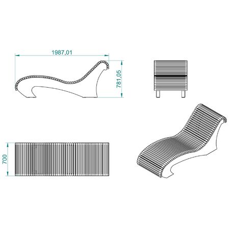 Metal deck chair 'STF/ML4/MDL'