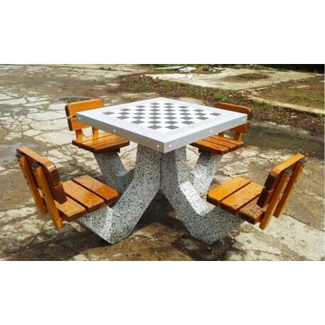Beton Schachtisch und Stühle 4 Stk. 'BDS/SG018/MDL'