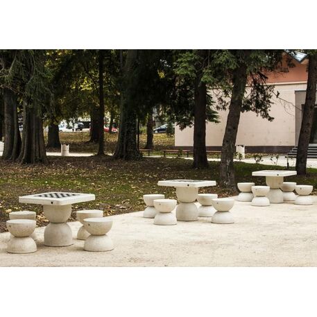 Concrete chess game table with 2 or 4 chairs, Premium line '80x80xH/70cm / BS-188/189'