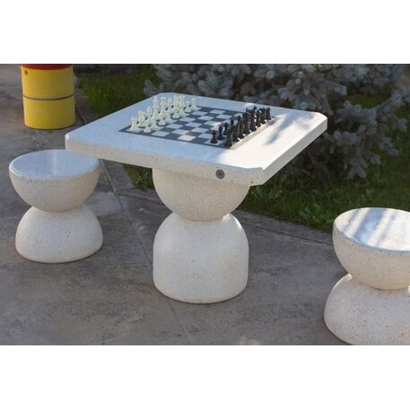 Concrete chess game table with 2 or 4 chairs, Premium line '80x80xH/70cm / BS-111/112'
