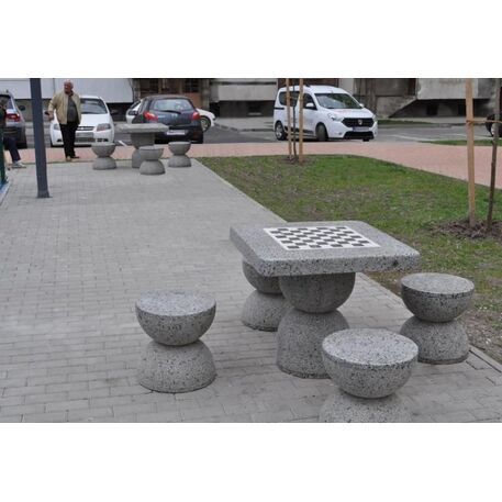 Concrete chess game table with 2 or 4 chairs, Premium line '80x80xH/70cm / BS-111/112'