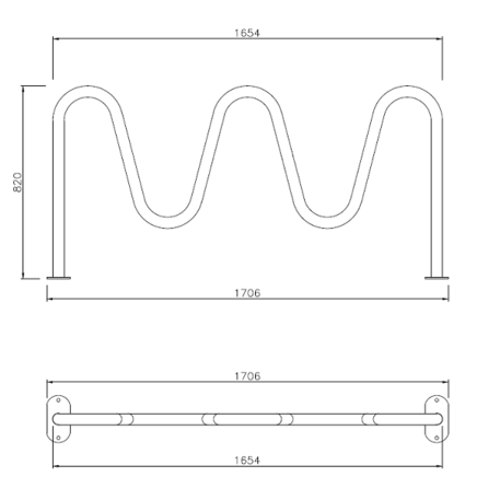 Metal bicycle parking racks 'Snake 3'