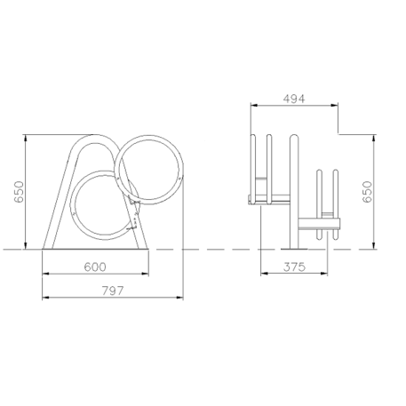 Metal bicycle parking racks 'Strike 2'