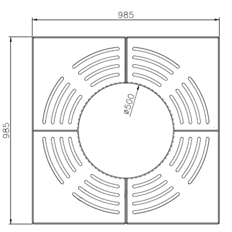 Metal tree root protection 1000x1000mm / 500mm 'Model BQ'
