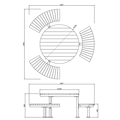 Metal bench + table 'Bilbao Picnic' 