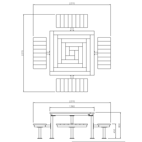 Metal bench + table 'Bilbao Picnic' 